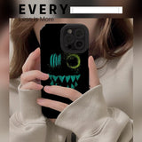 Black Cool Smiling Face Pattern Soft TPU Case For iPhone 14 13 12 series