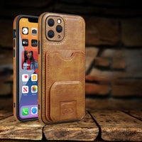 Card Slot Bracket Leather Case for iPhone 14 13 12 series