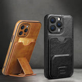 Card Slot Bracket Leather Case for iPhone 14 13 12 series