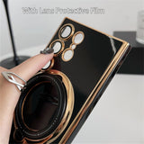 Magsafe Magnetic Ring Holder Plating Silicone Case For Samsung Galaxy S23 S22 Ultra Plus