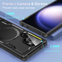 Magsafe Magnetic Wireless Charging Stand Hard PC Soft TPU Shockproof Armor Case For Samsung Galaxy S23 Ultra Plus