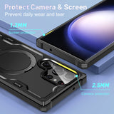 Magsafe Magnetic Wireless Charging Stand Hard PC Soft TPU Shockproof Armor Case For Samsung Galaxy S23 Ultra Plus