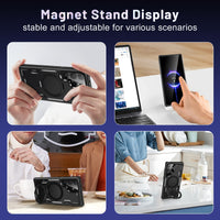 Magsafe Magnetic Wireless Charging Stand Hard PC Soft TPU Shockproof Armor Case For Samsung Galaxy S23 Ultra Plus