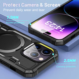 Magsafe Magnetic Stand Wireless Charging Hard PC Soft TPU Armor Case For iPhone 14 13 12 series