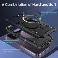 Magsafe Magnetic Stand Wireless Charging Hard PC Soft TPU Armor Case For iPhone 14 13 12 series