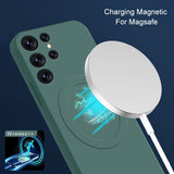 Magsafe Magnetic Wireless Charger Liquid Silicone Case For Samsung S23 S22 S21 Ultra Plus