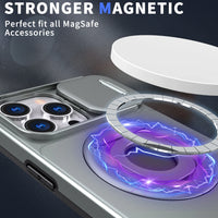 Wireless Charge Magnetic Shockproof Case With Ring Holder Slide Lens Protection for iPhone 15 14 13 12 series