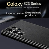 Luxury Leather Metal Camera Lens Protection Electroplating Case For Samsung Galaxy S23 S22 Ultra Plus