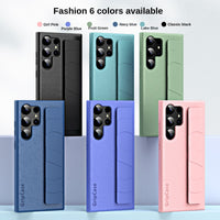 Luxury Plain Color PU Leather Wristband Strap Shockproof Case For Samsung Galaxy S23 S22 Ultra Plus