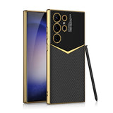 Luxury Electroplated Leather Soft Silicone Shockproof Case For Samsung Galaxy S24 S23 series