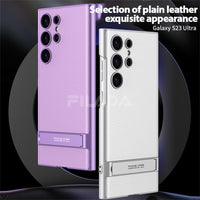 Adjustment Bracket Shockproof Plain Leather Matte Case For Samsung Galaxy S23 series