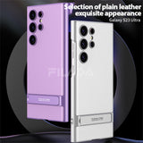 Adjustment Bracket Shockproof Plain Leather Matte Case For Samsung Galaxy S23 series