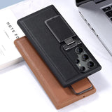 Business Leather Stand Holder Kickstand Camera Lens Flip Case For Samsung Galaxy S24 S23 Ultra Plus