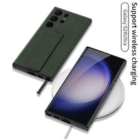 Push& Pull Bracket PU Leather Wireless Charging Shockproof Case For Samsung Galaxy S24 series