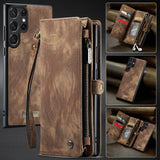 Detachable PU Leather Card Holder Wallet Case With Wristband For Samsung Galaxy S24 S23 S22 Ultra Plus