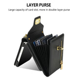 Plain Soft Leather Zipper Wallet Case With Crossbody Strap For Samsung Galaxy Z Flip 5 4 3