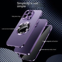 360° Full Screen Lens Metal Magnetic Magsafe Cases Aluminum Alloy HD Glass Case For iPhone 14 13 12 series