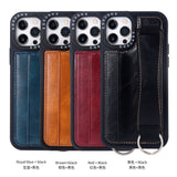 PU Leather Wrist Strap Card Pocket Wallet Case for iPhone 14 13 12 series