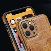 PU Leather Ultra Thin Camera Protection KickStand Card Slot Case for iPhone 14 13 12 series