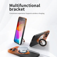 Magnetic Wireless Charging Bracket Lens Film Matte Shockproof Case For iPhone 15 14 13 12 series