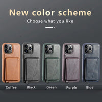 Wallet Card Slots Soft Leather Case With Handfree Kickstand For iPhone 15 14 13 12 series