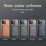 Wallet Card Slots Soft Leather Case With Handfree Kickstand For iPhone 15 14 13 12 series