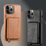 Wallet Card Slots Soft Leather Case With Handfree Kickstand For iPhone 15 14 13 12 series