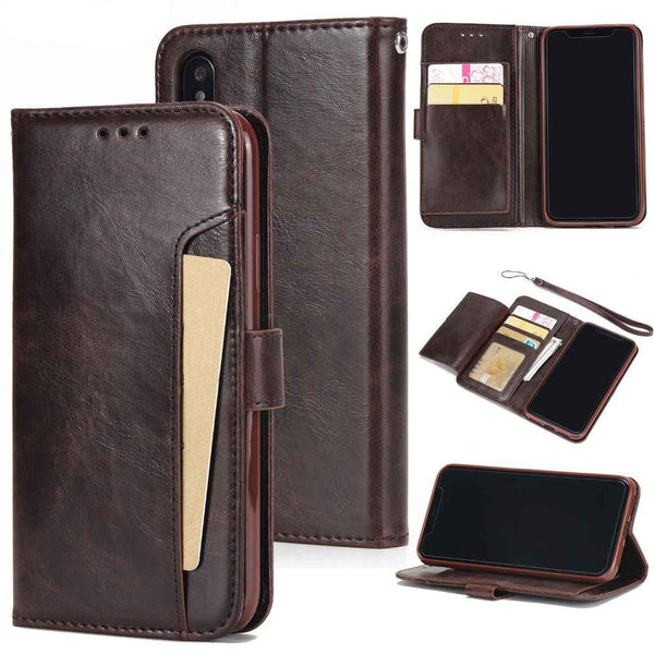 For iPhone XS XS Max 8 Plus Phone Case Business Wallet Credit Card Slots