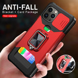 Card Slot Wallet Case With Magnetic Ring For iPhone 15 14 13 12 series