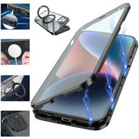 Full Screen Camera Protection Metal Rotate Kickstand Car Holder Charging Magsafe Case For iPhone 14 13 12 series