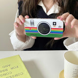 Rainbow Camera Pattern Lens Protection Slide Hard Back Case For iPhone 14 13 12 series