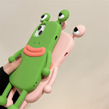 Funny Cartoon Stereoscopic Frog Cute Monster Soft Case For iPhone 14 13 12 series