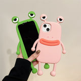 Funny Cartoon Stereoscopic Frog Cute Monster Soft Case For iPhone 14 13 12 series