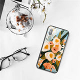 Retro Oil Painting Flower Leaf Case For iphone XS Max XR X 6 6S 7 8 Plus