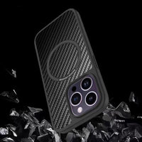Carbon Fiber TPU Frame Magnetic Shockproof Armor Case for iPhone 15 14 13 series