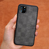 Genuine Lambskin Leather Square Grain Heavy Duty Protection Cases For iPhone 11 Pro Max X Series