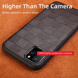 Genuine Lambskin Leather Square Grain Heavy Duty Protection Cases For iPhone 11 Pro Max X Series