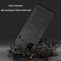 Genuine Lambskin Leather Square Grain Heavy Duty Protection Cases For iPhone 11 Pro Max X Series