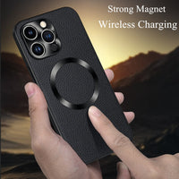 Leather Magsafe Magnetic Wireless Camera Protection Case for iPhone 14 13 12 series