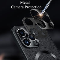 Leather Magsafe Magnetic Wireless Camera Protection Case for iPhone 14 13 12 series