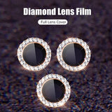 Glitter Diamond Tempered Glass Camera Metal Ring for iPhone 14 13 12 series