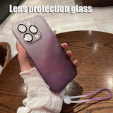 Gradient Frosted Case with Wrist Strap for iPhone 14 13 12 series