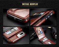 Flip Card Holder Leather Case For iPhone 6 6s 7 8 X Plus