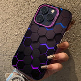 Honeycomb Building Block Hard Bumper Soft Silicone Case For iPhone 15 14 13 12 series