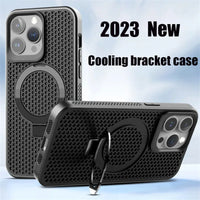 Heat Dissipation Cooling Slim Hard PC Case With Magnetic Stand For iPhone 15 14 13 12 series