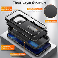 Heavy Armor Shockproof Case with Metal Bracket for iPhone 14 13 12 series