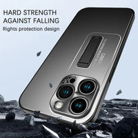 Hidden Bracket Stand Soft Frame Metal Case For iPhone 15 14 13 series