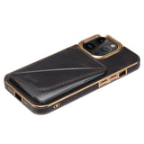 High End Business Retro Oil Wax Leather Electroplating Cases For iPhone 14 13 12 series