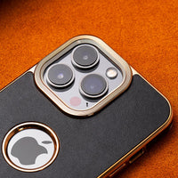 High-End Leather With Metal Camera Protection Business Case For iPhone 15 14 13 12 series