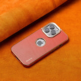 High-End Leather With Metal Camera Protection Business Case For iPhone 15 14 13 12 series